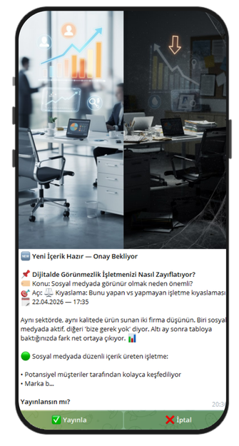 Telegram bildirimi telefonda